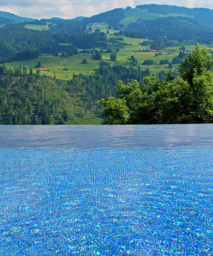 Infinity pool view of hills