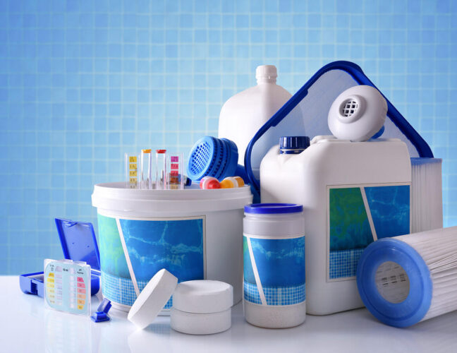 Pool cleaning equipment and chemicals