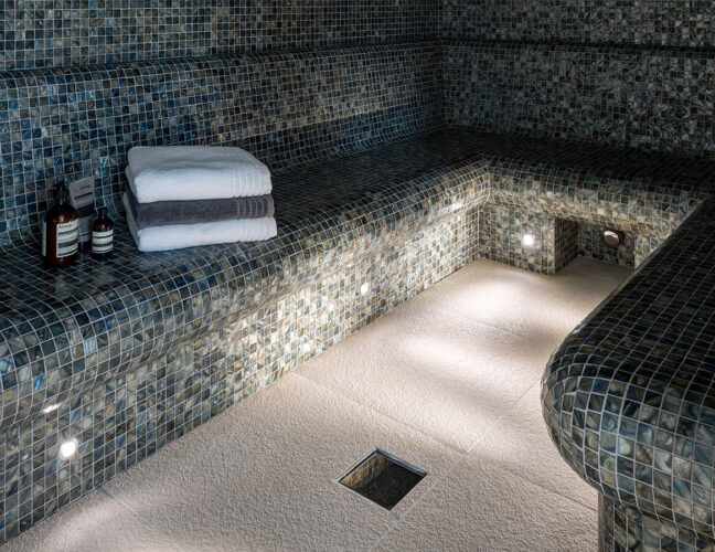 Mosaic tiled sauna