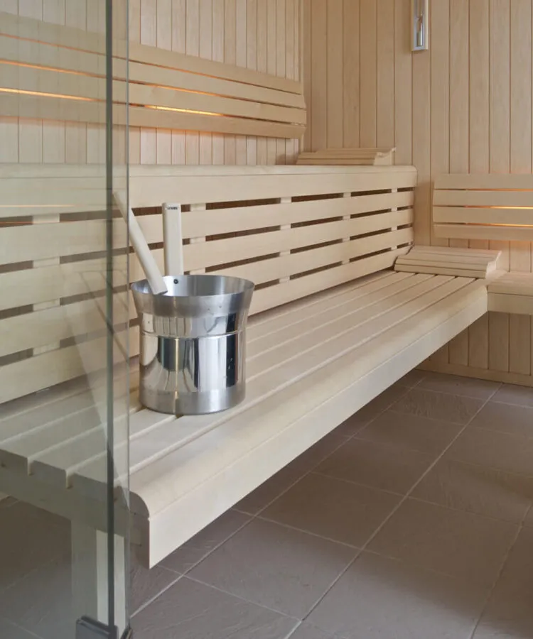 Inside home sauna